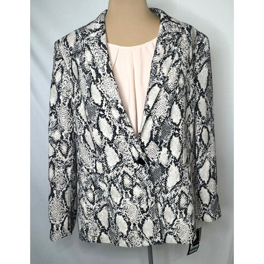 Nine West Womens Snake Print Blazer + Blush Pink Tank Size 16 Water Lily New